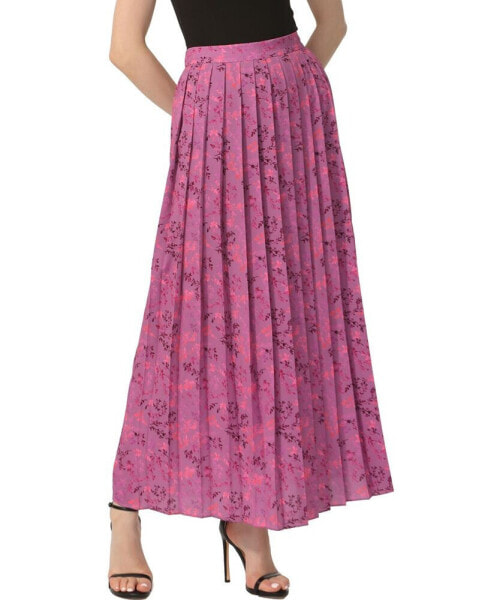 Women's Print Box Pleat Maxi Skirt