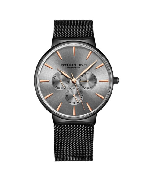 Часы и аксессуары Stuhrling мужские Серые наручные часы с сетчатым ремешком из нержавеющей стали 39 мм
