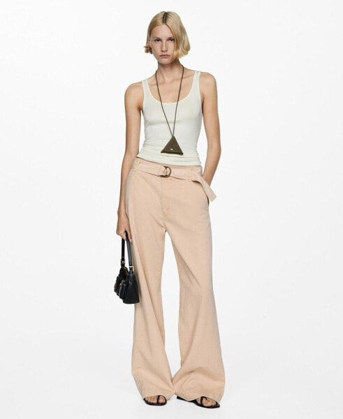 Women's Belt Flowy Pants