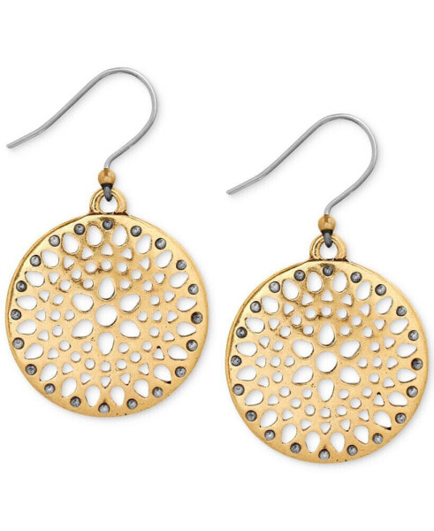 Two-Tone Openwork Disc Drop Earrings