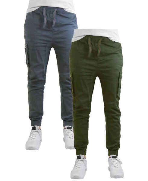 Men's Cotton Stretch Twill Cargo Joggers, Pack of 2