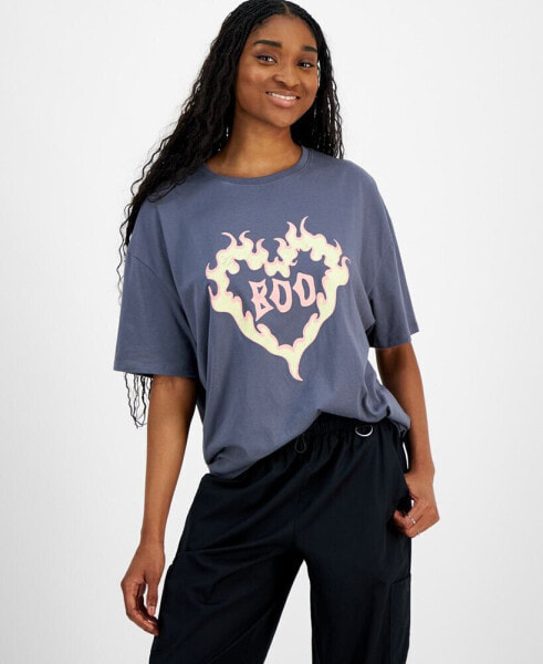 Juniors' Boo Halloween Graphic Boyfriend Tee