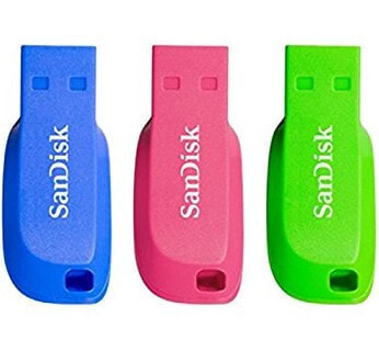 SanDisk Cruzer Blade 16GB - 16 GB - USB Type-A - 2.0 - Capless - Blue - Green - Pink