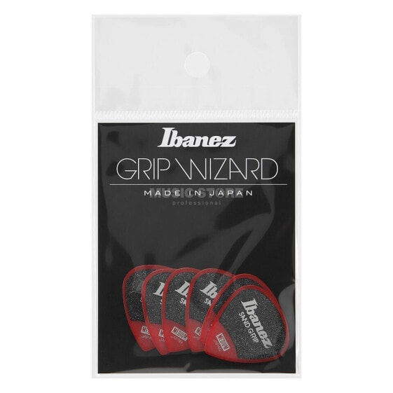 Ibanez PPA16MSG Sand-Grip Short Teardrop Guitar Pick Red 0.8mm (6-Pack)