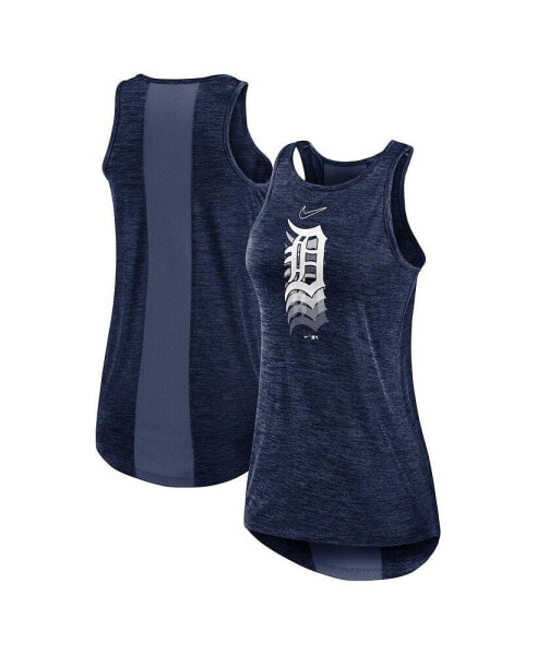 Women's Navy Detroit Tigers Logo Fade High Neck Performance Tank Top