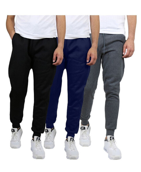 Men's Modern Fit Heavyweight Classic Fleece Jogger Sweatpants- 3 Pack