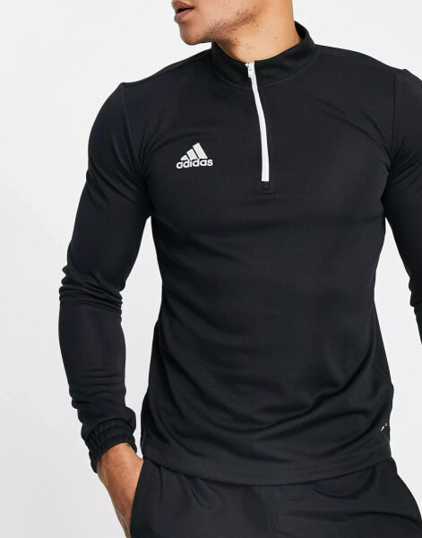 adidas – Football Entrada 22 – Sweatshirt in Schwarz mit kurzem Reißverschluss