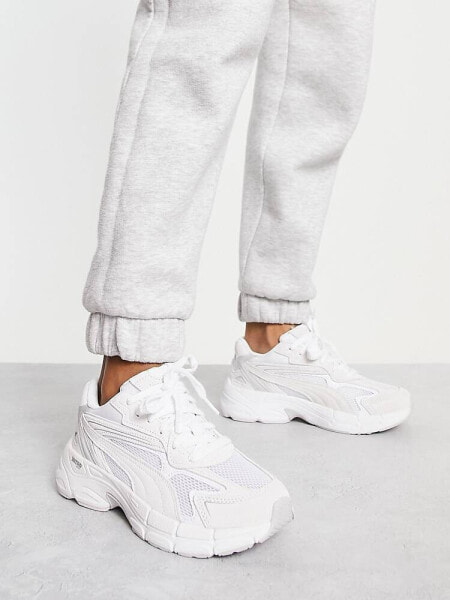 Puma Teveris Nitro trainers in white silver and lilac