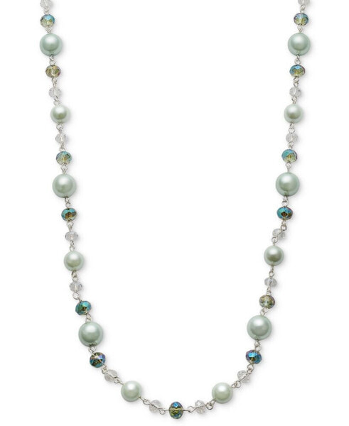Silver-Tone Color Bead & Imitation Pearl Strand Necklace, 40" + 2" extender, Created for Macy's
