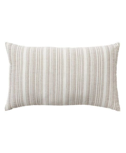 Cotton Linen Stripe Pillow, Natural/Brown - 20x20