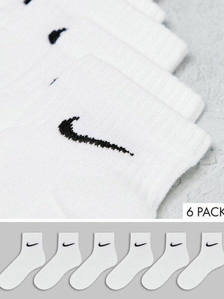 Носки Nike Training - Ежедневные амортизирующие 6-пар пакет низких носков в белом.