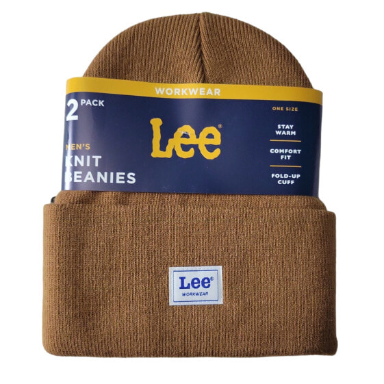 Lee Workwear Men's Soft and Warm One Size Fold Up Cuff 2pk Beanie