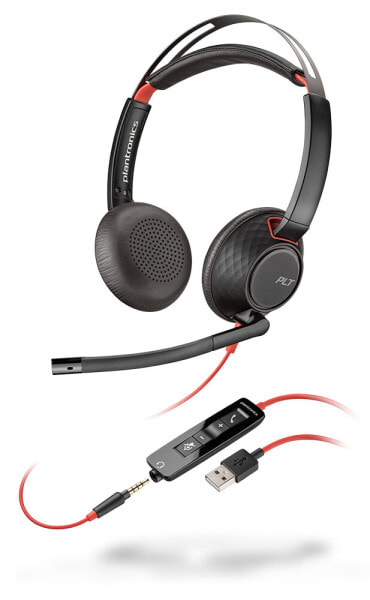 Poly Blackwire C5220 - Wired - Office/Call center - 20 - 20000 Hz - Headset - Black - Red