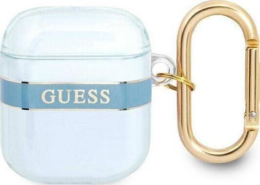 Guess Etui ochronne Strap Collection do AirPods niebieskie