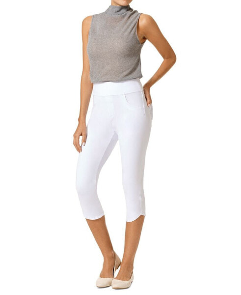 Women's Game Changing Tulip-Hem Denim Capri Leggings