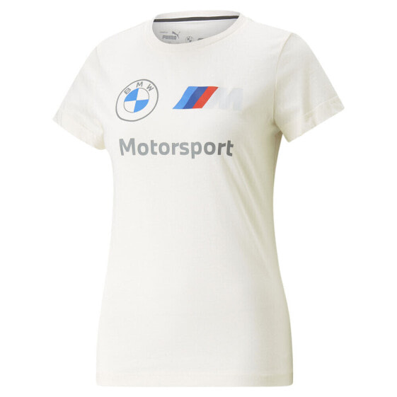 Puma Bmw Mms Essential Logo Crew Neck Short Sleeve T-Shirt Womens White Casual T