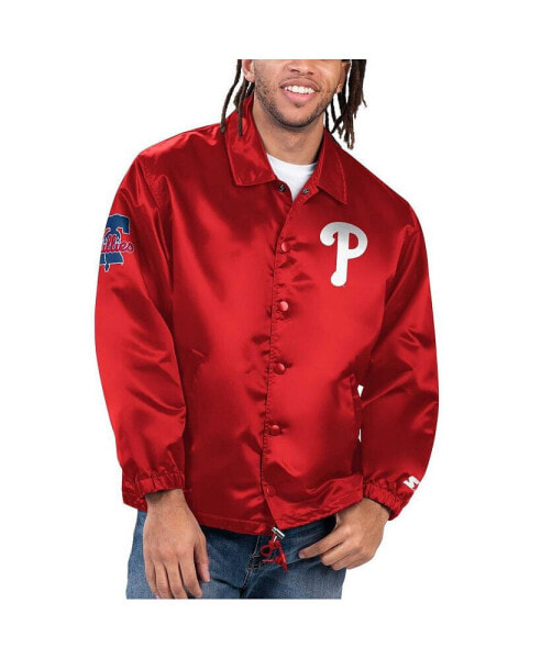 Men's Red Philadelphia Phillies Option Route Satin Full-Snap Jacket