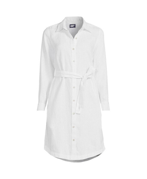 Women's Long Sleeve Linen Shirt Dress