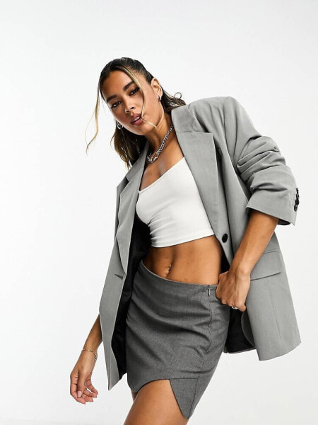 ASOS DESIGN oversized single breasted blazer in grey