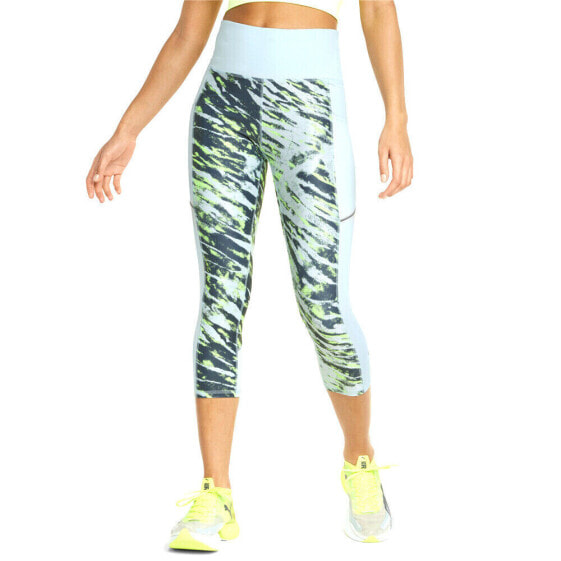 Puma Run 5K Graphic High Waisted Athletic Leggings Womens Blue Athletic Casual 5