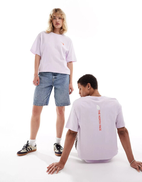 The North Face Vertical NSE logo backprint oversized t-shirt in lilac