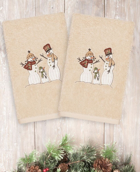 Christmas Snow Family 100% Turkish Cotton 2-Pc. Hand Towel Set