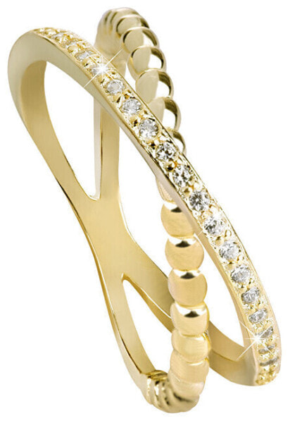 Gold plated double ring with silver AGG196