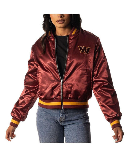 Women's Burgundy, Black Washington Commanders Reversible Sherpa Full-Zip Bomber Jacket