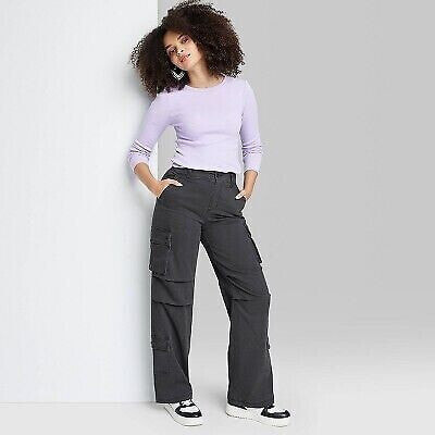 Women's High-Rise Cargo Utility Pants - Wild Fable Black S