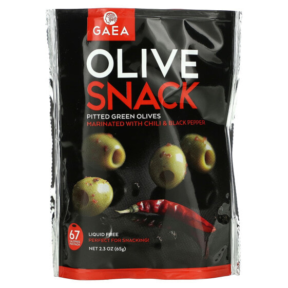 Olive Snack, Pitted Green Olives, Marinated With Chili & Black Pepper, 2.3 oz (65 g)