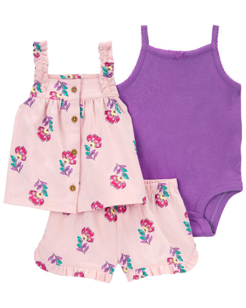 Baby 3-Piece Floral Little Short Set 3M