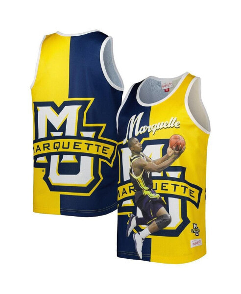 Men's Dwyane Wade Blue, Gold Marquette Golden Eagles Sublimated Player Tank Top