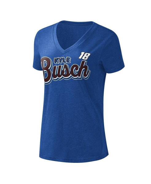 Women's Blue Kyle Busch 1st Place V-Neck T-Shirt