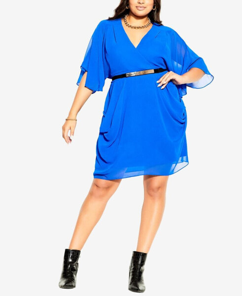 Trendy Plus Size Draped Faux Wrap Dress