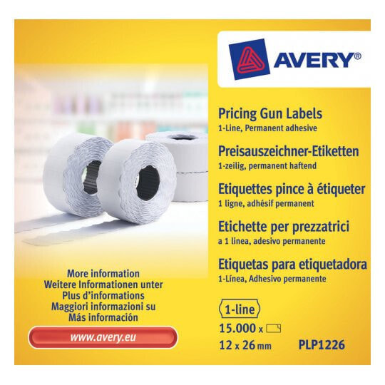 Avery Zweckform Avery PLP1226 - White - Price tag - Permanent - Paper - 26 mm - 12 mm