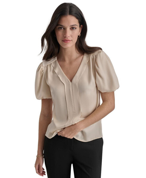 Блузка с V-образным вырезом и рукавами "Баллон" DKNY для женщин