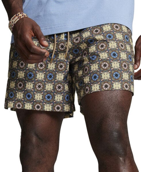 Men's Classics New Prep Woven Medallion Print Drawstring 6" Shorts