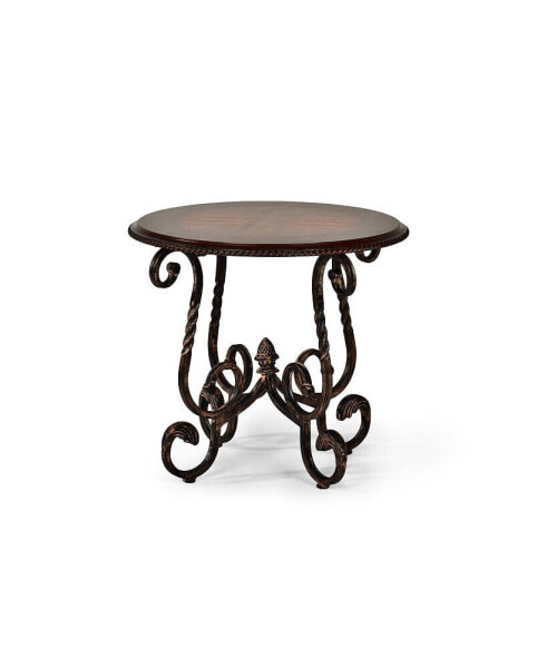 Steve Silver Crowley 26" Round Wood and Metal Tuscan Style End Table