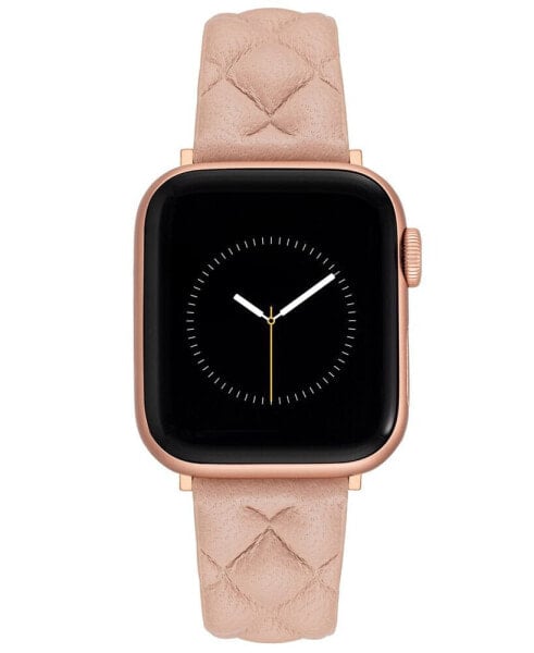 Women's Blush Pink Quilted Genuine Leather Band Compatible with 42/44/45/Ultra/Ultra 2 Apple Watch