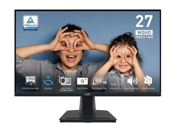 MSI PRO MP275Q 27-inch IPS 2560 x 1440 (QHD) Computer Monitor, 100Hz, Free-Synch