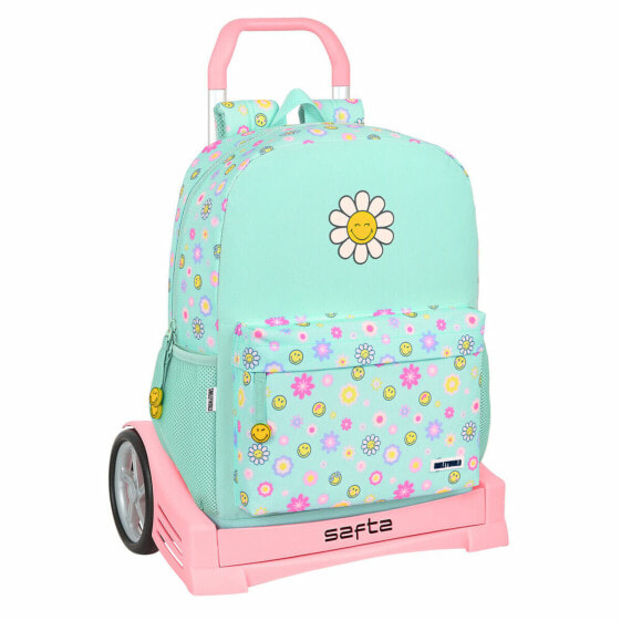 Детский рюкзак Smiley Summer fun с колесиками - бирюзовый 32 х 43 х 14 см
