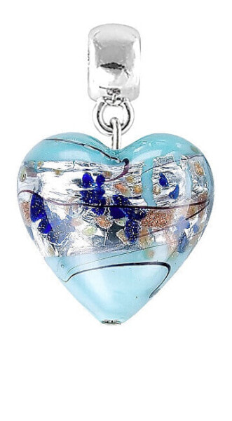 Подвеска Lampglas Ice Heart с чистым серебром в жемчужном стекле S29