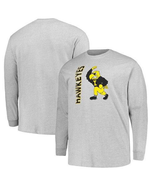 Men's Heather Gray Iowa Hawkeyes Big and Tall Mascot Long Sleeve T-shirt