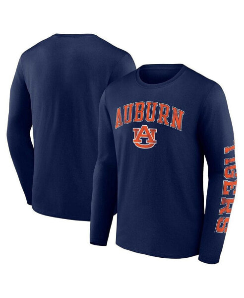Men's Navy Distressed Auburn Tigers Arch Over Logo Long Sleeve T-shirt