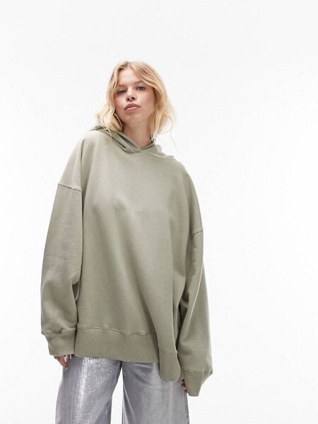 Topshop premium oversized hoodie in sage