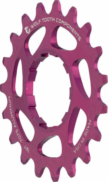 Кассета велосипедная Wolf Tooth Single Speed из алюминия, 19T, совместимая с цепями 3/32", фиолетовая