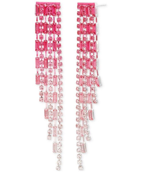 Pink Ombre Rhinestone Chain Fringe Linear Earrings