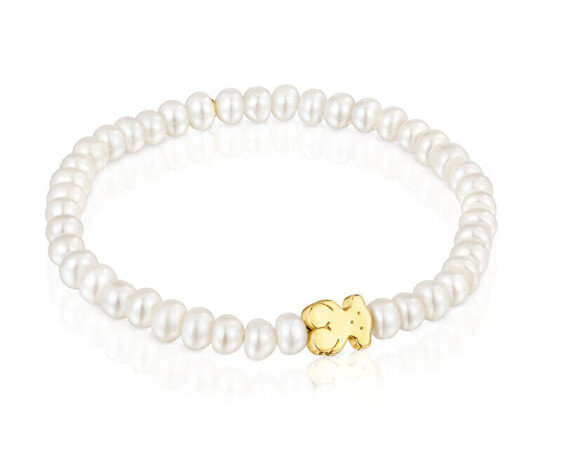 Pearl bracelet with teddy bear made of gold 1000160100