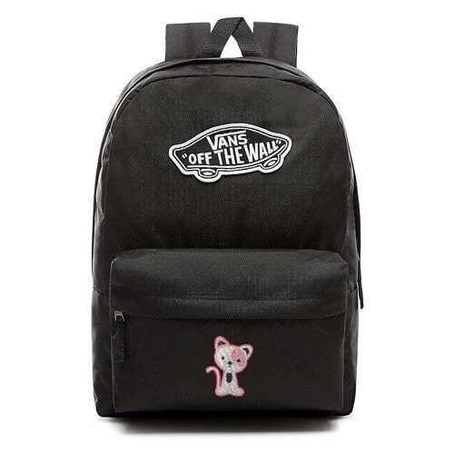 Женский спортивный рюкзак черный с логотипом и карманом  VANS Realm Backpack Custom Pink Cat - VN0A3UI6BLK
