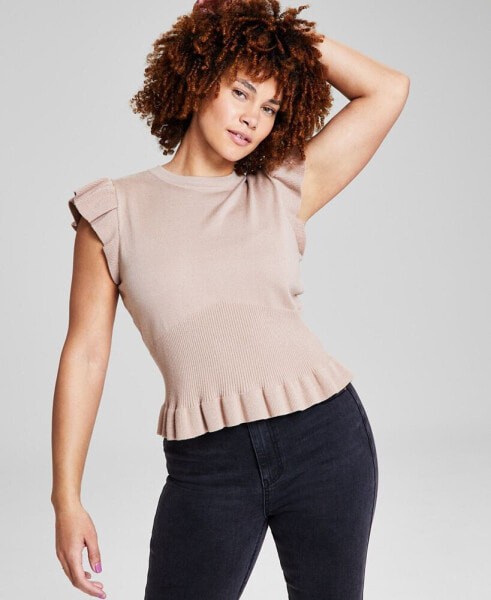 Women's Flutter-Sleeve Peplum Sweater, Created for Macy's
